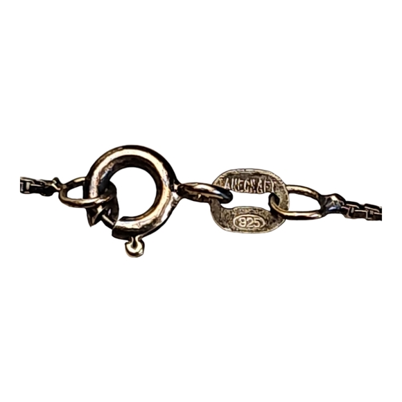 DANECRAFT Vintage 925 Gold Tone Necklace Double Hoop Smoky Gray Stone - Picture 7 of 7